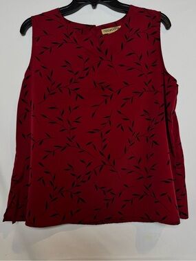 Notations Red Sleeveless Leaf-Print Camisole XL